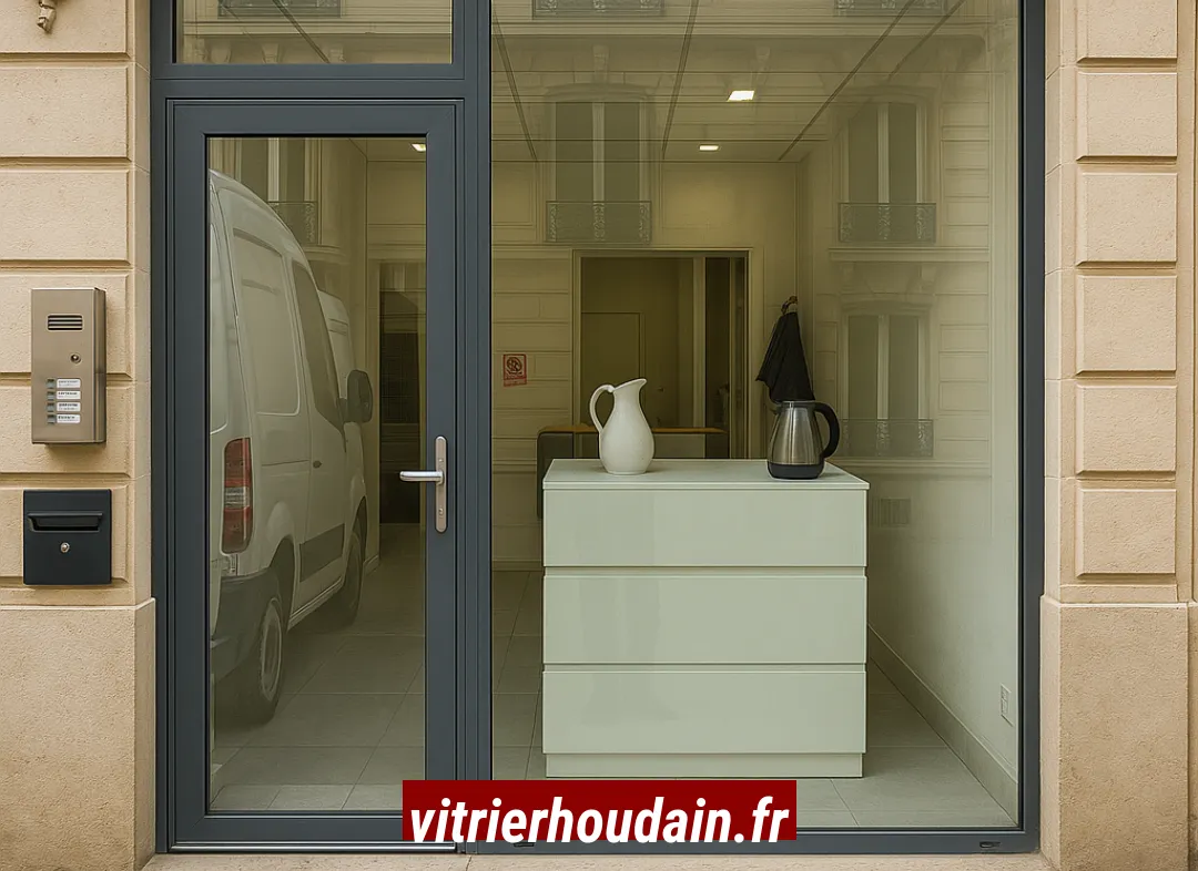 Façade vitrine de magasin en aluminium sur mesure à Houdain
